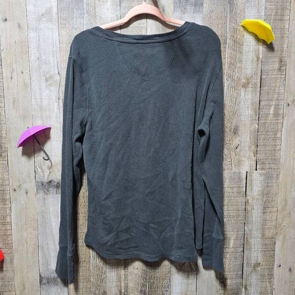 Carhartt Black Thermal Henley Waffle Knit Plus Size Tee - Picture 4 of 6